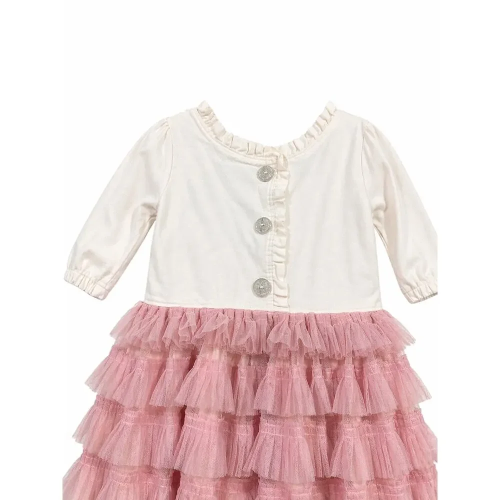 Nanette‎ Lepore Girls 5 Pink Tulle Ruffle Dress Coquette Princesscore Party Tutu